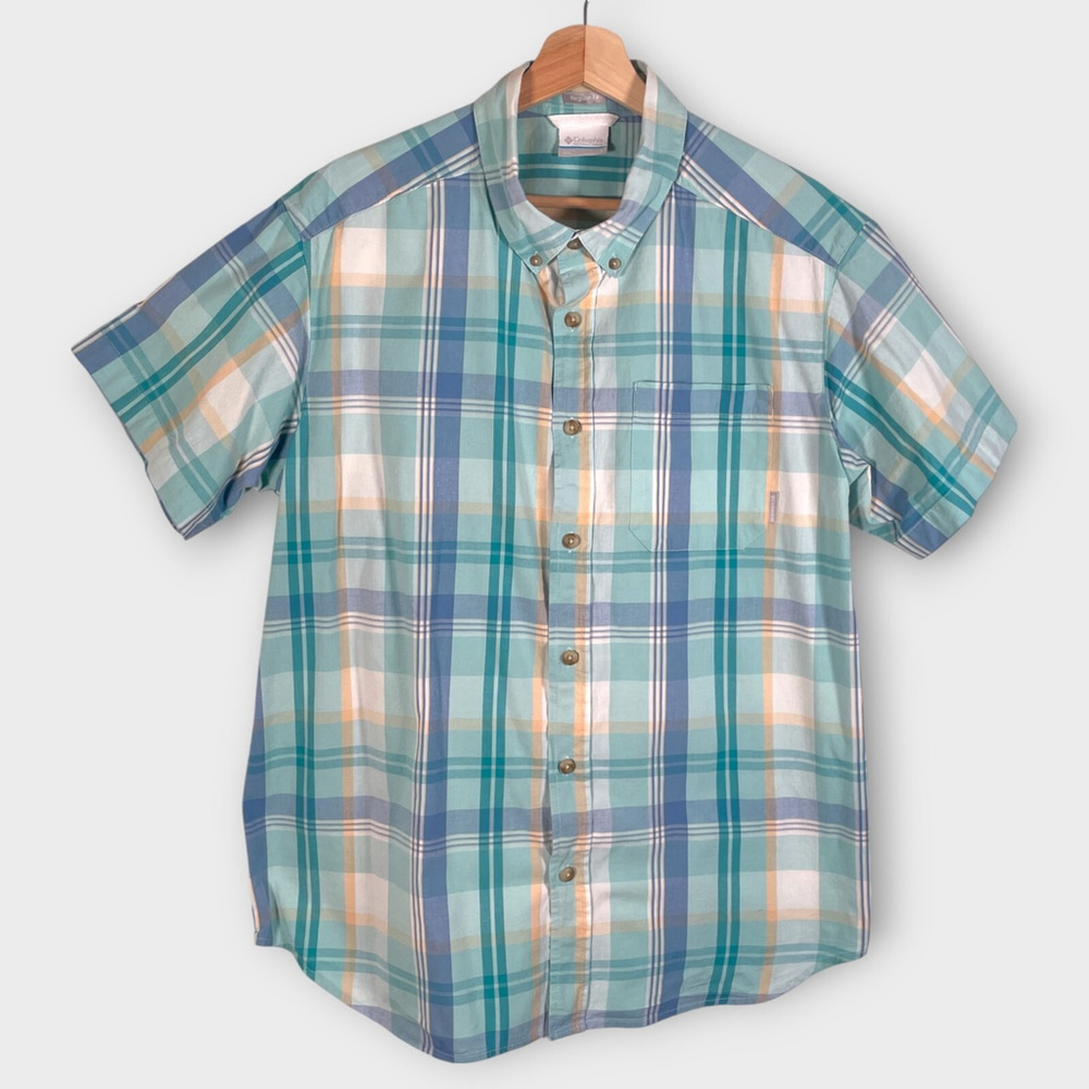 Columbia Rapid Rivers Shirt Mens LARGE Button Down Plaid Hiking Outdoor Casual